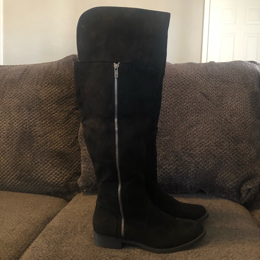 Black Above The Knee Boots size 10 wide calf